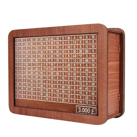 Wooden Money Box With Money Target and Numbers With Counter Crafts Portable Storage Case Money Saving Box for Adults Child