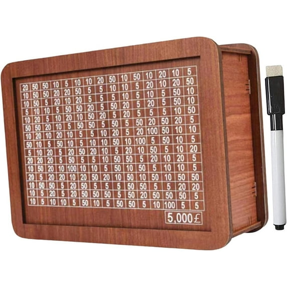 Wooden Money Box with Money Target and Numbers with Counter Crafts Portable Storage Case Money Saving Box for Adults Child, 10000 Dollar