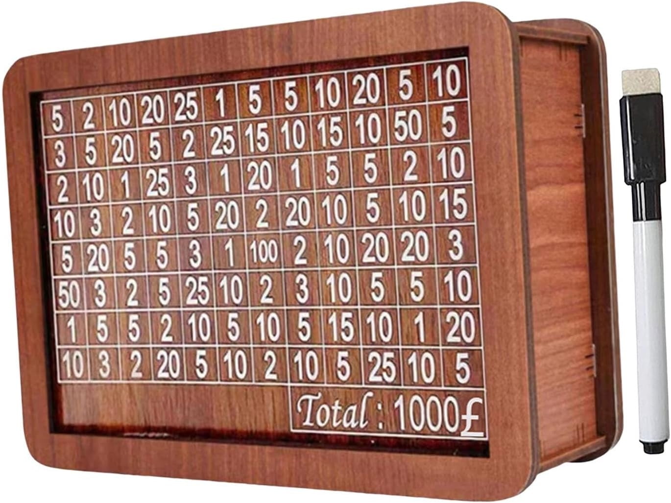 Wooden Money Box with Money Target and Numbers with Counter