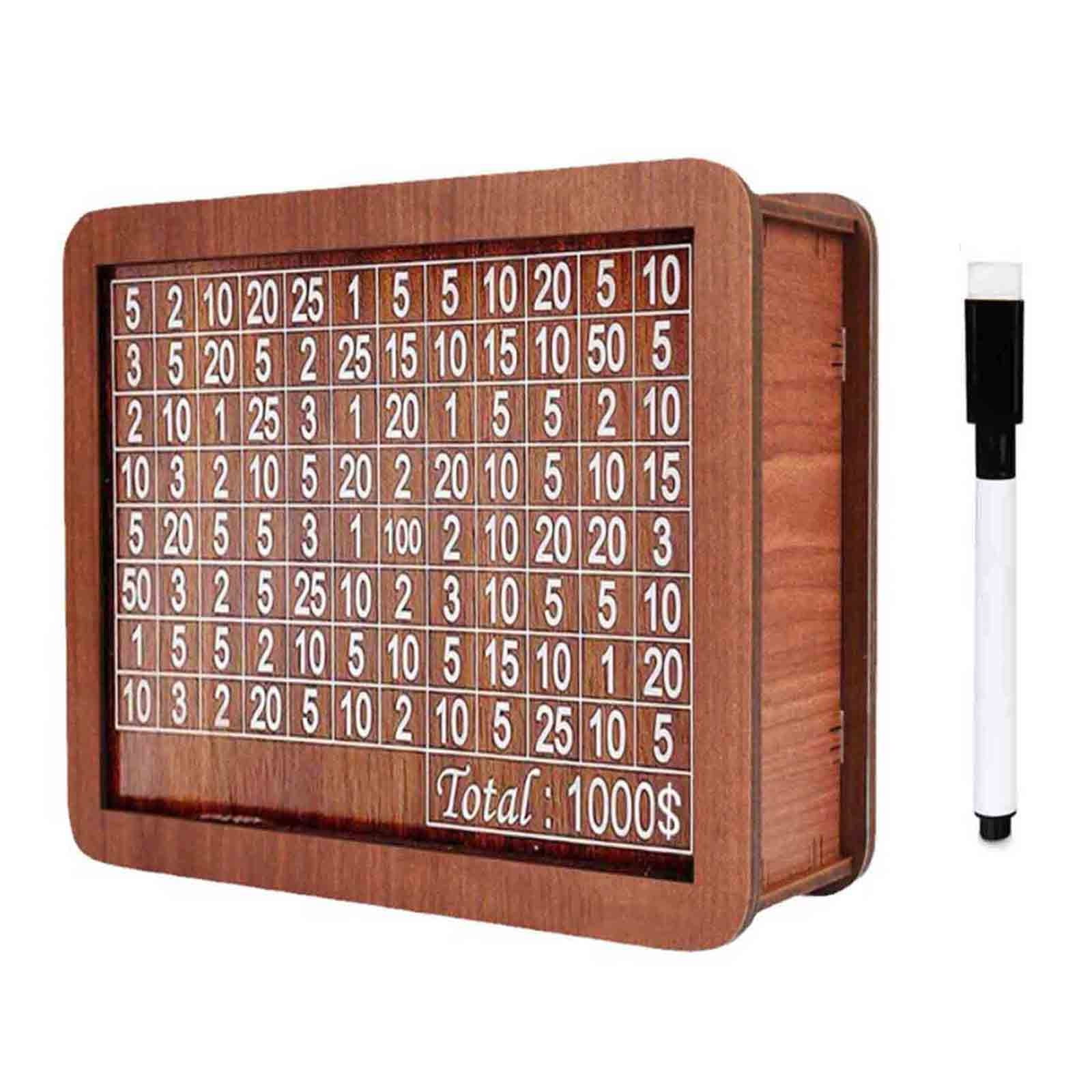 Wooden Money Box with Numbers & Counter - Portable Storage Case, Money ...