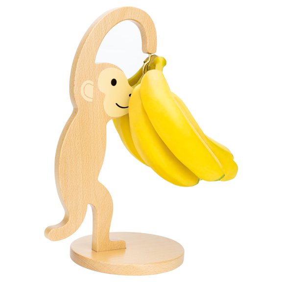 Wooden Monkey Banana Holder Stand Rustic Fruit Hanger for Kitchen Countertop