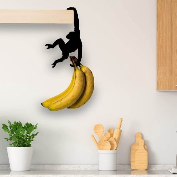 Wooden Monkey Wall Hook, Cute Animal Shape Solid Wood Stable Bearing Design, Wall Hanging Rack, Storage Hanger for Kitchen Entryway Home Daily Small Item Hanging Use