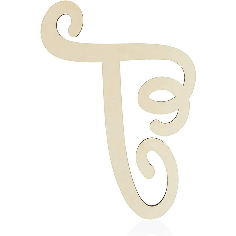 Cursive Wooden Letters T for Wall Decor 14 inch Large Wooden Letters Unfinished Monogram Wood Letter Crafts Alphabet Sign Cutouts for DIY Painting