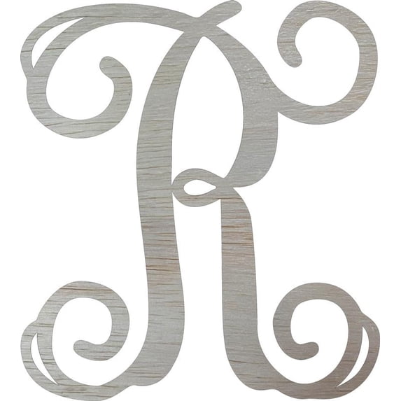 Wooden Monogram Letter 15'' Letter R, Unfinished DIY