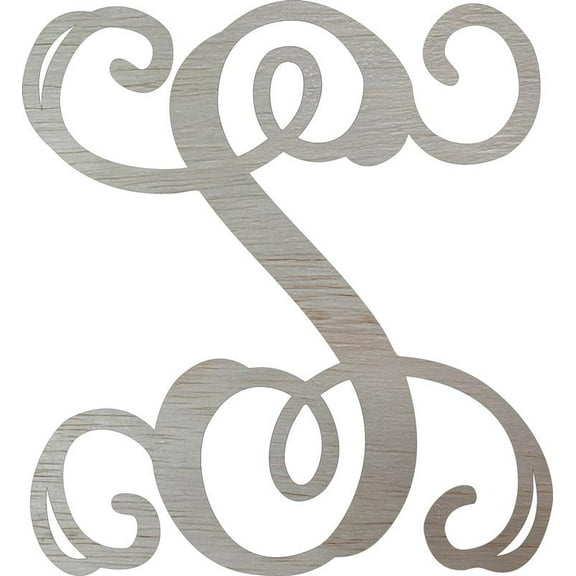 Wooden Monogram Letter 15'' Letter S, Unfinished DIY