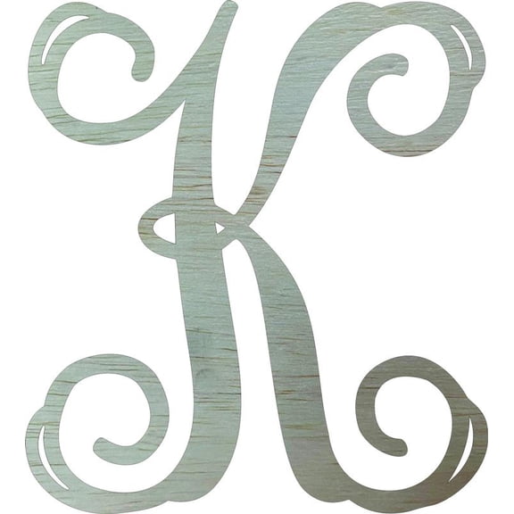 Wooden Monogram Letter 22'' Letter K, Unfinished Craft Paintable