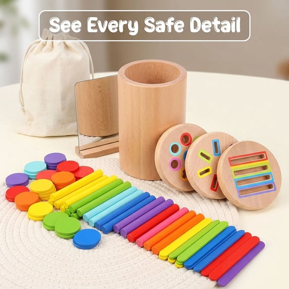 Montessori Toys for 2 3 4 Years Old Kids, 3 in 1 Educational Sensory Color Sorting Toys for Toddlers 1-3, Fine Motor Skills Preschool Learning Activities Age 2 3 4 Year Old Girls Boys Birthday Gifts