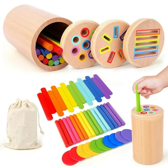Montessori Toys for 2 3 4 Years Old Kids, 3 in 1 Educational Sensory Color Sorting Toys for Toddlers 1-3, Fine Motor Skills Preschool Learning Activities Age 2 3 4 Year Old Girls Boys Birthday Gifts