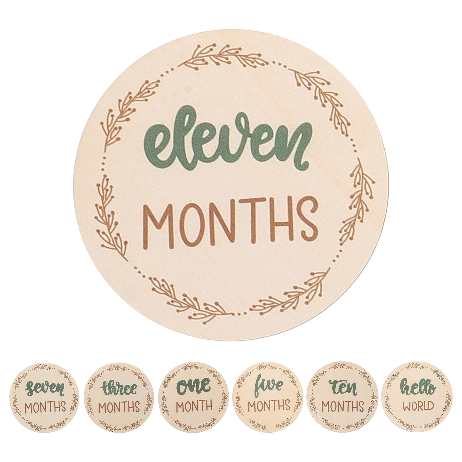 Wooden Monthly Cards Set - Monthly Marker Discs for Growth Tracking and ...