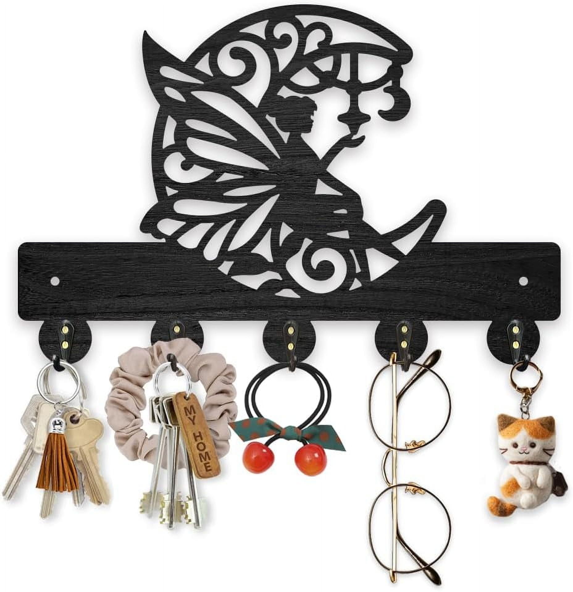 Moth Key Racks 5 Hook Key Organizer MAYJOYDIY Wooden Calf Key Holder - 30x20cm Wall ...