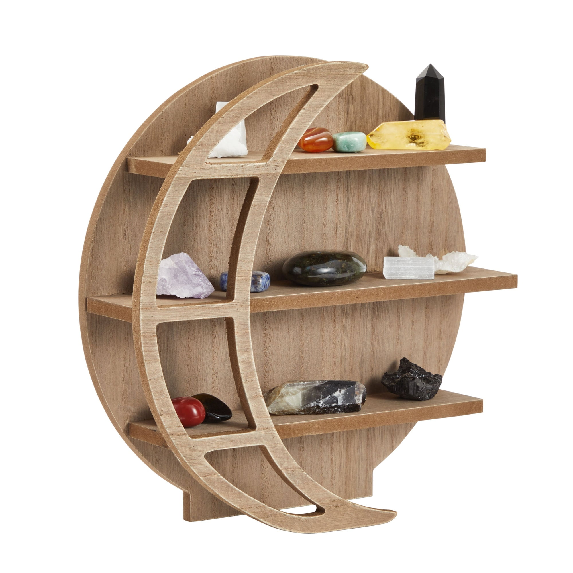 Wooden Moon Shelf, Rustic-Style Home Wall Decor, 12x12x3-Inch