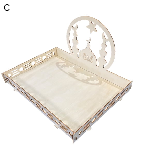 Wooden Moon and Star Eid Mubarak Ramadan Decoration for Home Islamic Muslim Party Ramadan Kareem Gifts Eid Al Adha Food Tray