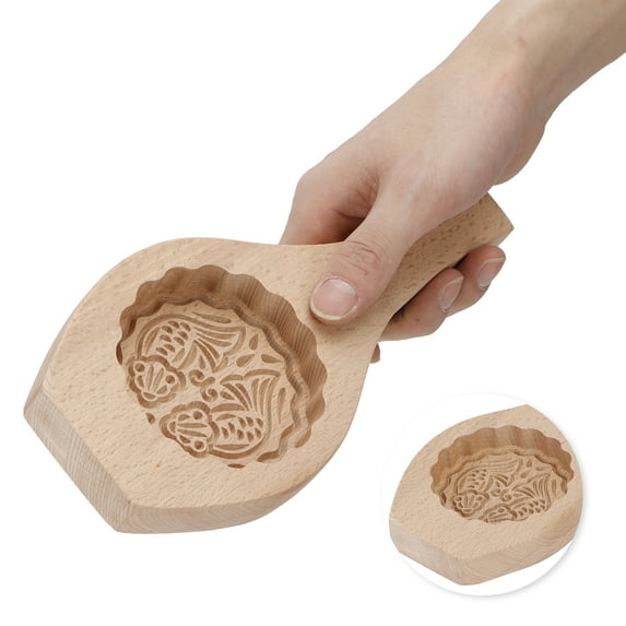 Wooden Mooncake Mold DIY Cookies Fondant Cake Baking Mold - Moon Fish Design, Kitchen Decoration Tools, Food-Grade, Easy to Clean, Ideal for Muffins, Biscuits, Chocolate