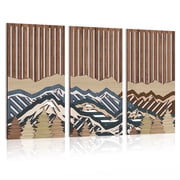Wooden Mountain Wall Art Tropical Wall Decor Minimalist White Decorations 16 x 32 ich