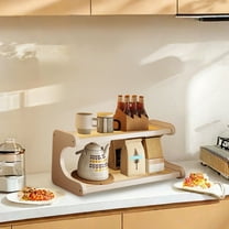 Wooden Mug Rack for Kitchen Countertop |2-Tier Coffee Cup Organizer Display Shelf | White mug tree