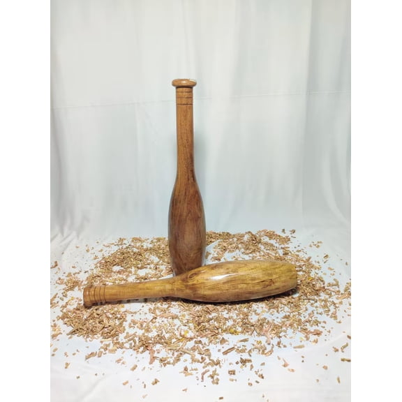 Wooden Mughdar Indian Clubs Pair 2 kg Babool Wood Exercise Clubs | Beginner Strength Training Pack Of 1