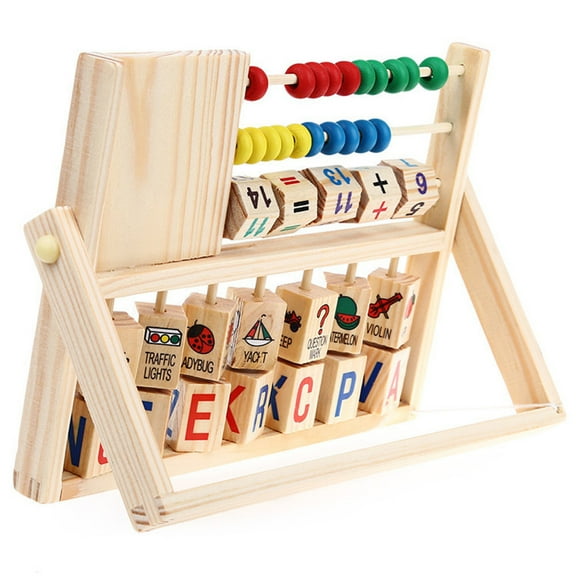 Wooden Multi Activity Learning Toy Developmental Versatile Flap Clock Abacus Math Kids Early Education Play