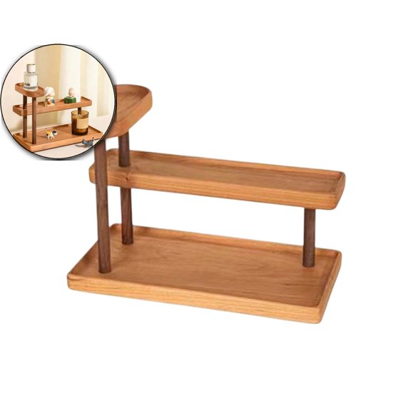 Wooden Multi-Tier Storage Rack for Cups Tea Set Display Stand Solid Wood Desktop Organizer Coffee