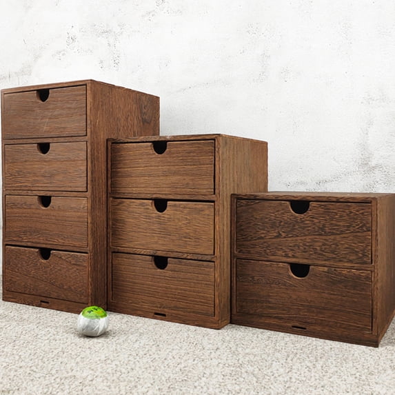 Wooden Multi-layer Storage Case Desktop Drawer Style Sundry Sorting Box (Brown)