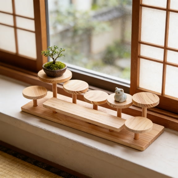 Wooden Multi-layer Storage Display Rack, Natural Solid Wood Organizer Shelf Home Organization Storage for Flower Pot Figurine Jewelry Living Room Bedroom Desktop Home Office Space Saving Storage