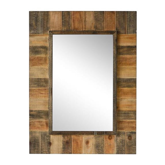 Wooden Multicolor Plank Wall Mirror