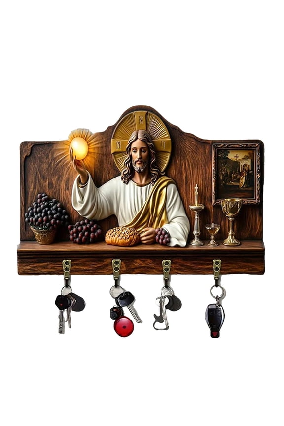 Wooden Multifunctional Home Key Holder 2D Flat Wall Art Keychain Holder With 4 Hooks Autumn Wall Mounted Key Rack Welcome Sign Home DeCor