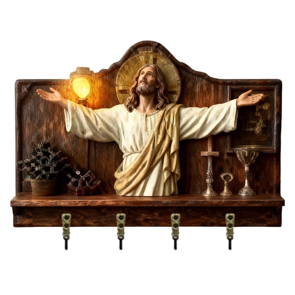 Wooden Multifunctional Home Key Holder 2D Flat Wall Art Keychain Holder With 4 Hooks Autumn Wall Mounted Key Rack Welcome Sign Home