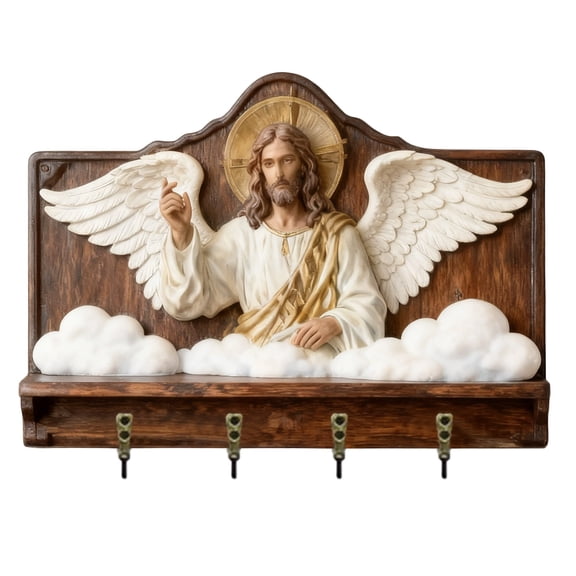 Wooden Multifunctional Home Key Holder 2D Flat Wall Art Keychain Holder With 4 Hooks Autumn Wall Mounted Key Rack Welcome Sign Home