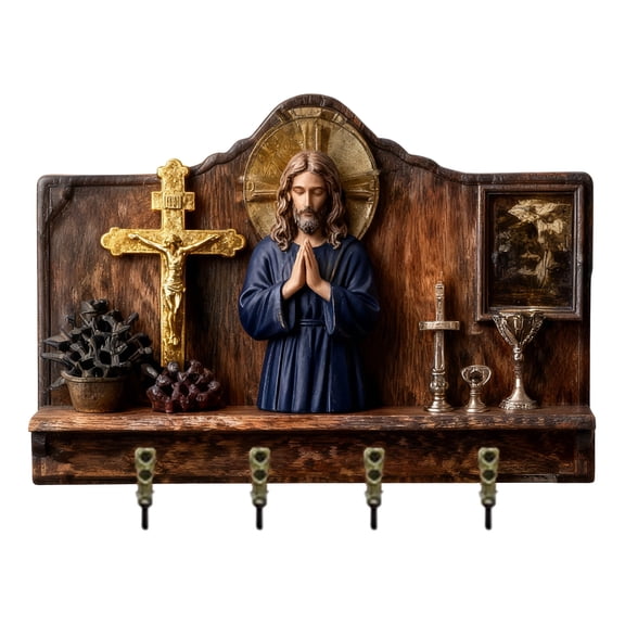 Wooden Multifunctional Home Key Holder 2D Flat Wall Art Keychain Holder With 4 Hooks Autumn Wall Mounted Key Rack Welcome Sign Home