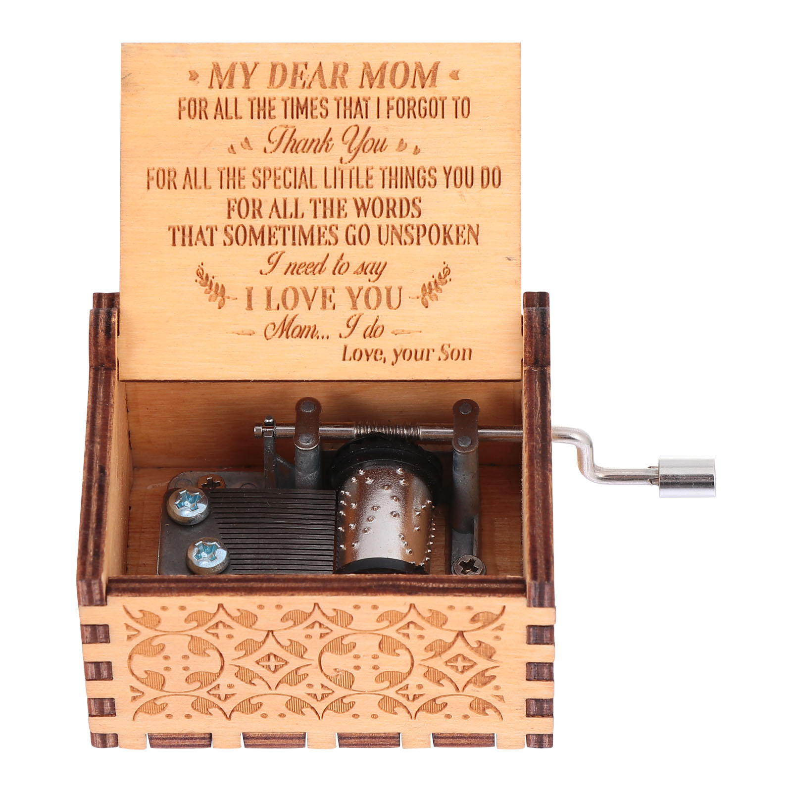 Wooden Music Box Manual Music Box Decor Clockwork Music Box for Mother