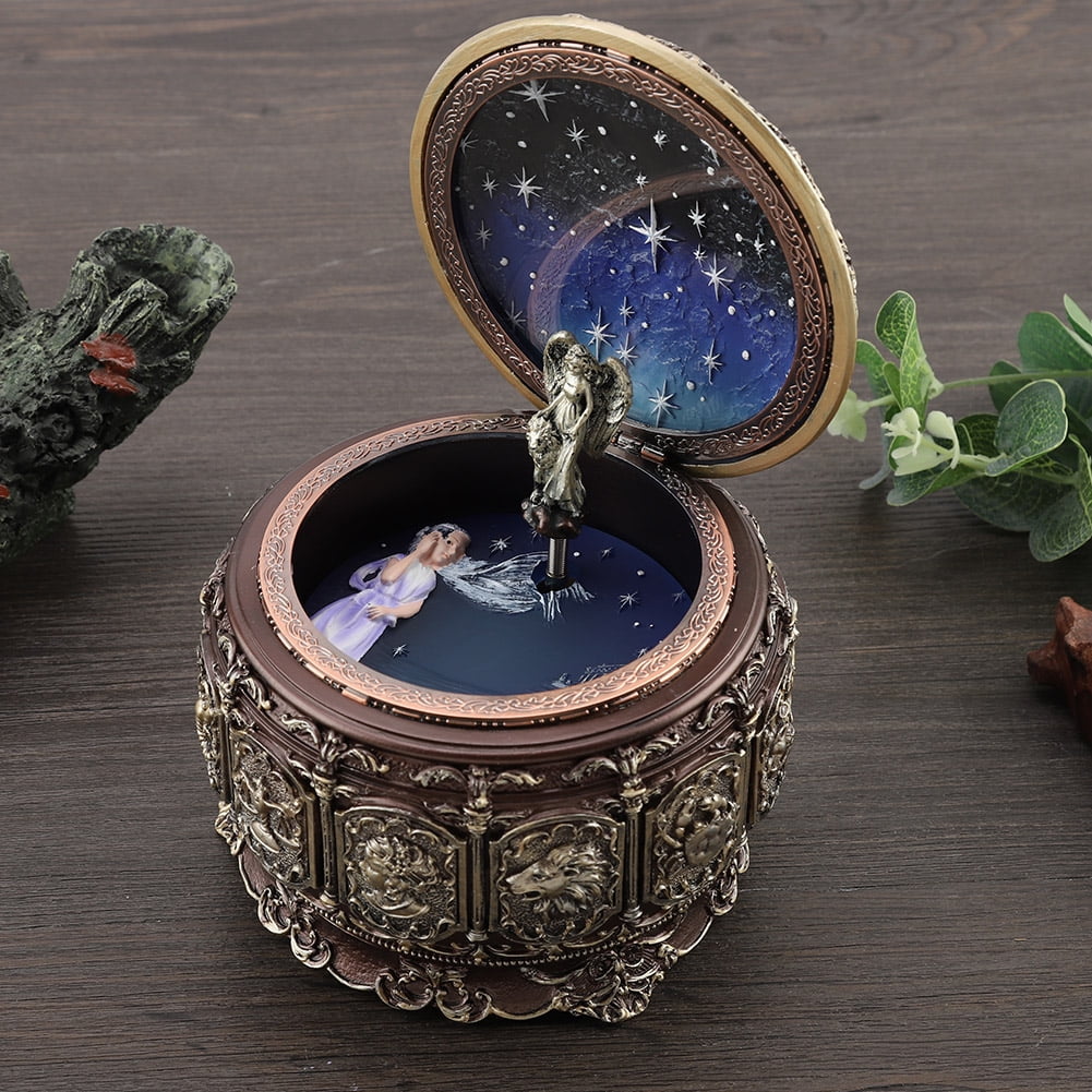 Wooden Music Box, With 12 Rotating Goddess LED Light Music Box, Classic