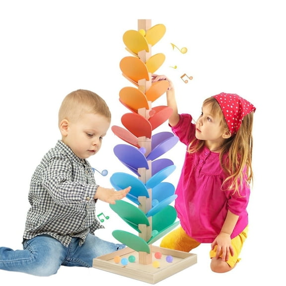 Wooden Music Tree Toy for Kids, Marble Ball Run Track Game for Toddlers, Marble Tree Educational Montessori Toy Boy Girl Gifts