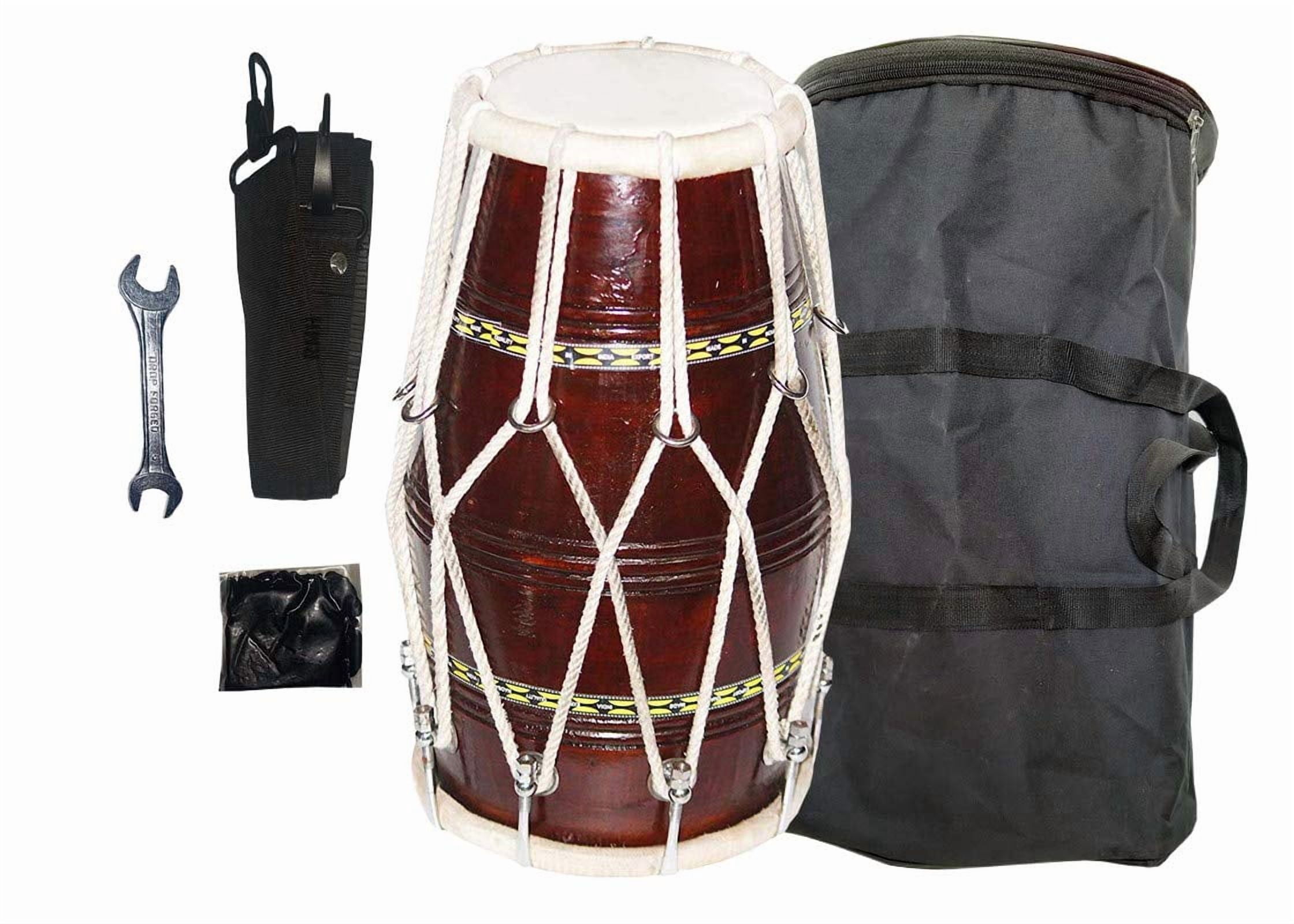 Wooden Musical Dholak Instrument Drum With Kit Carry Bag | Dholak For ...