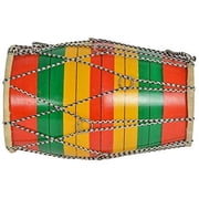 Wooden Musical Instrument Baby Dholak Rope & Ring With Cover Multicolor
