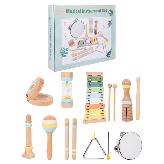 Wooden Musical Instrument Set, Early Learning Rhythm Activity Kit, Educational Sound Exploration Collection, Interactive Music Development Playset, Fine Motor Skill Training Toy