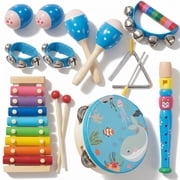 WOODENFUN Wooden Musical Instruments Set for Toddlers 1-3, Montessori Baby Toys