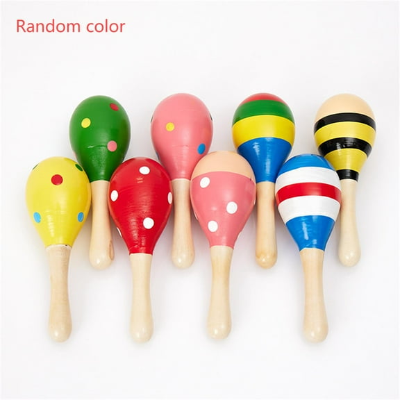 Wooden Musical Shaker Set  Early Childhood Rhythm Instruments, Maracas Rattle Toy for Kids Classroom Home, Random Pattern