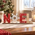 Signature Leter E Wooden NOEL Christmas Tabletop Sign, Red Letters with White Snowflake ...