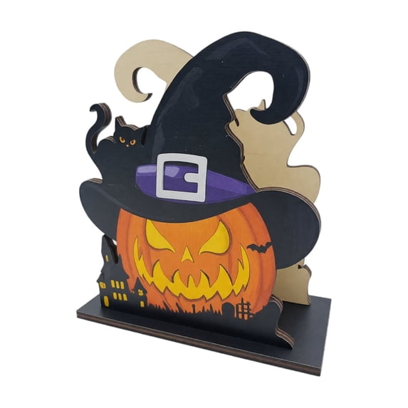 Wooden Napkin Holder Halloween, Ghost Pumpkin Table Decor, Rustic Paper Dispenser Centerpiece for Party Kitchen Dining Countertop Home Decoration(G)