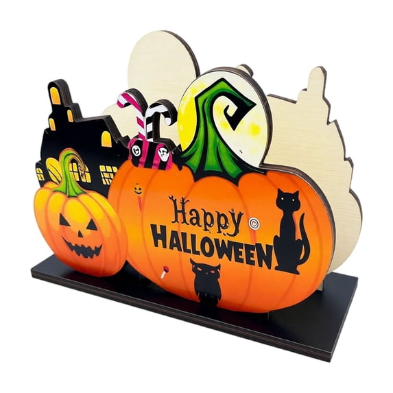 Wooden Napkin Holder Halloween, Ghost Pumpkin Table Decor, Rustic Paper Dispenser Centerpiece for Party Kitchen Dining Countertop Home Decoration(I)