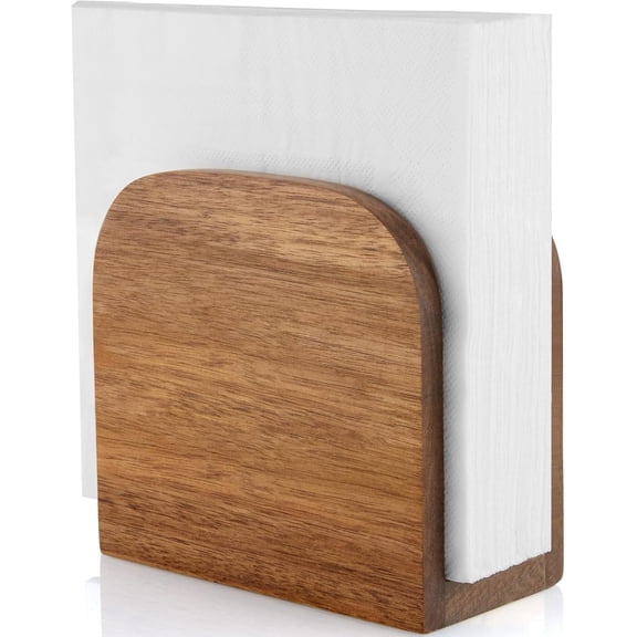 Wooden Napkin Holder with Upright Design - Durable Acacia Wood Napkin Dispenser for Kitchen Table, Dining, and Events