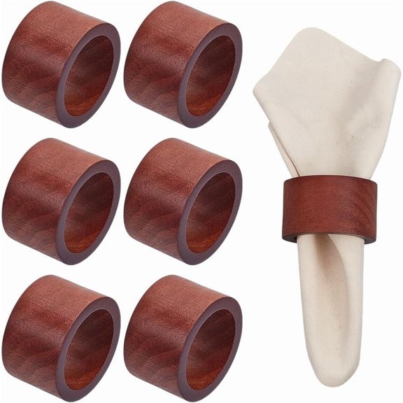 Wooden Napkin Rings Napkin Holder Adornment for Place Settings Column Coconut Brown 50x30mm Inner Diameter: 37.5mm for DIY