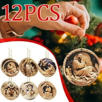 Wooden Nativity Ornaments for Christmas Tree,12pc Nativity Scene Christmas Ornaments Bulk,Religious Christmas Wooden Hanging Ornament The Birth Of Jesus Christian Christmas Decorations for Tree Xmas