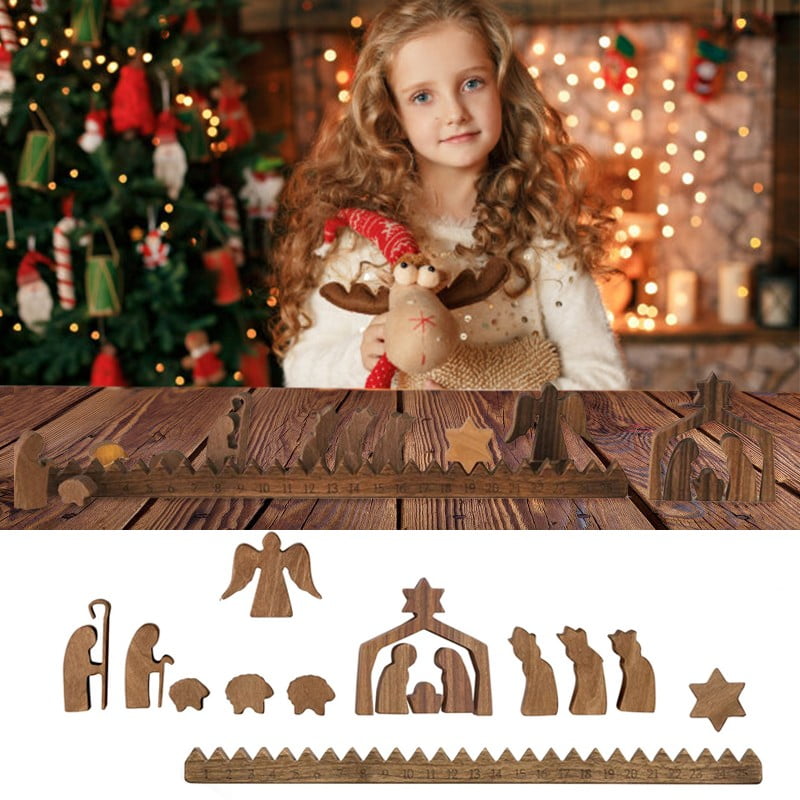 Wooden Nativity Scene Advent Calendar, Nativity Sets Christmas