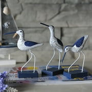 Wooden Nautical Seagull Bird Statue Sculpture Ornament Beach Home Decor Figurines Decoration Ornaments Seabirds Craft
