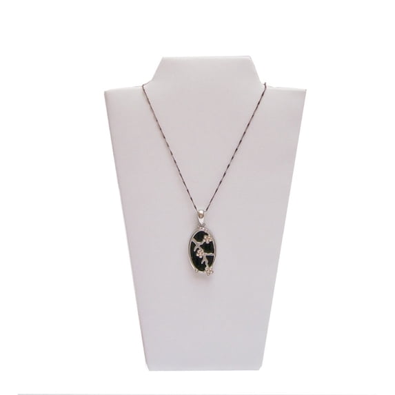 Wooden Necklace Stand White Pu Jewelry Pendant Display Holder Organizer Storage Easel Shelf Rack 3 Color 12.3*22.5cm White PU