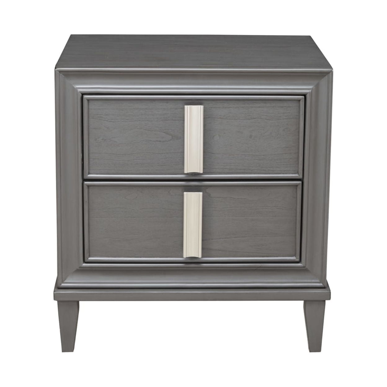 Lorraine Transitional 2-Drawer Nightstand in Dark Gray with Nickel Hardware
