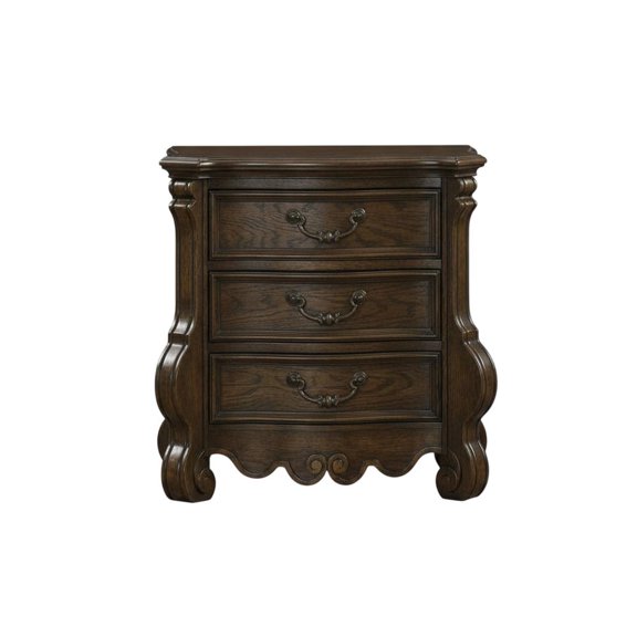 Wooden Nightstand in Warm Oak Finish with Spacious Storage Drawer, Sleek Design