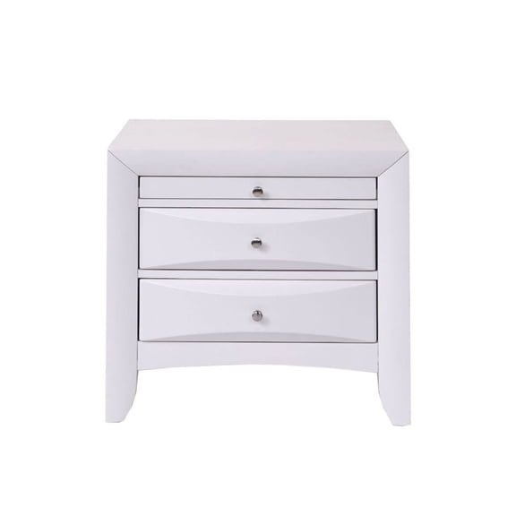 Wooden Nightstand with 2 Drawers, White - Bedside Table with Tray & Dovetail Construction - Bedroom Furniture for Adults