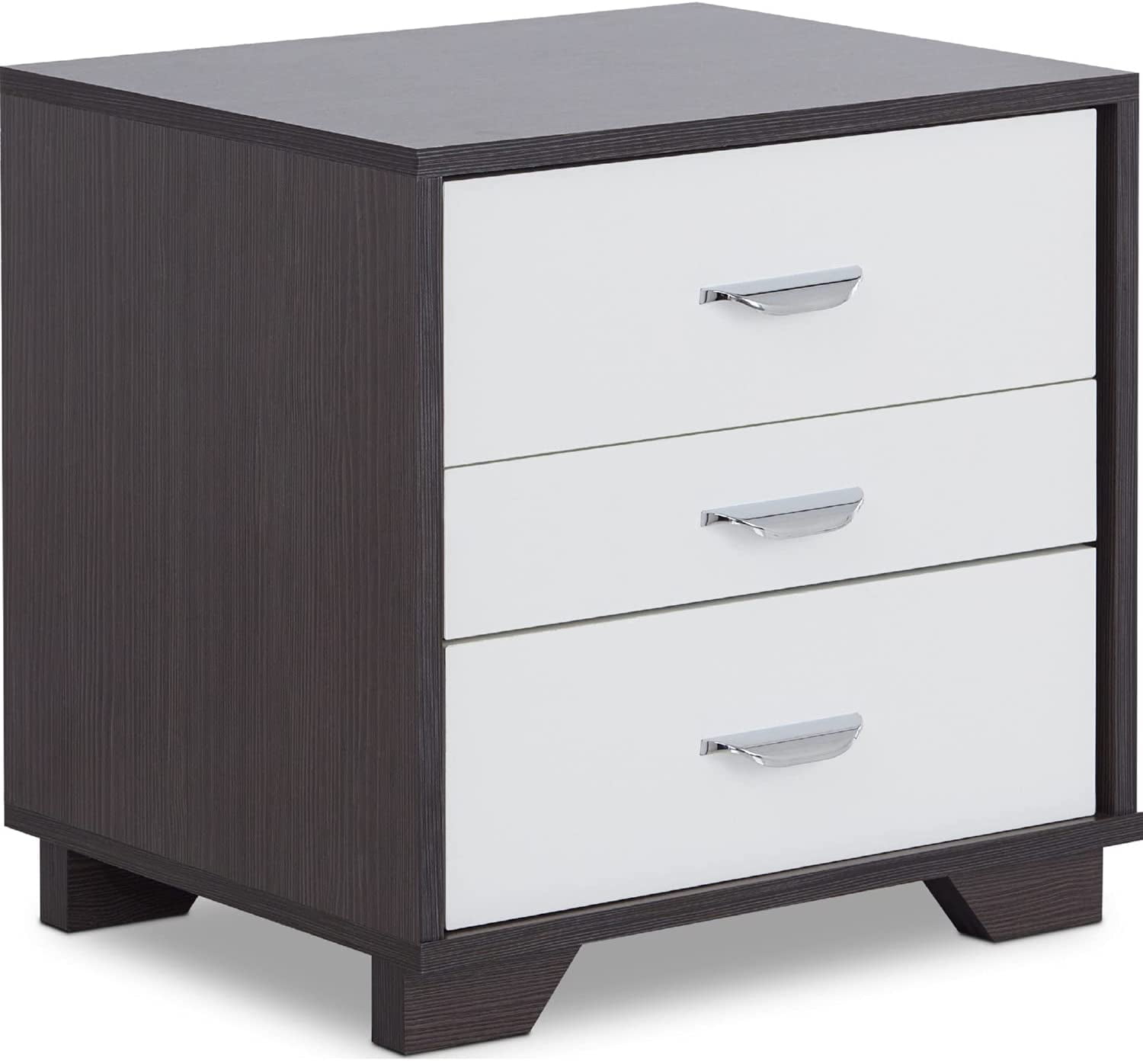 Eloy Modern Black and White 3-Drawer Nightstand
